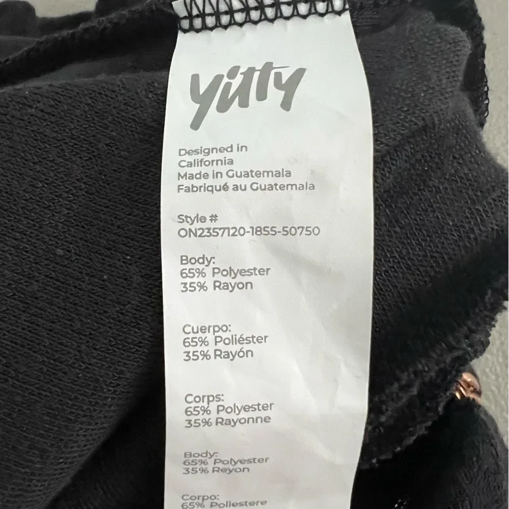 YITTY Terry Cloth Romper Size XL Black Hooded Zip Up Elastic Waist Athleisure - Picture 9 of 13